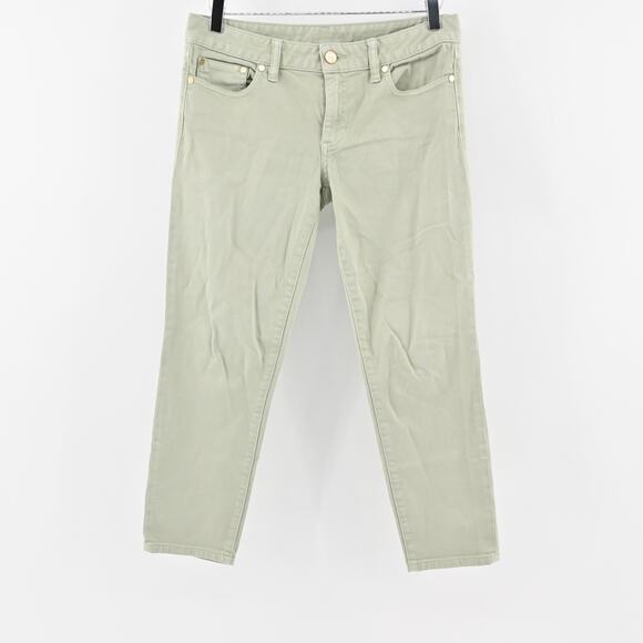 Tory Burch Jeans Womens Size 28 Alexa Cropped Skinny Leg Green Mid Rise Denim - Picture 1 of 13